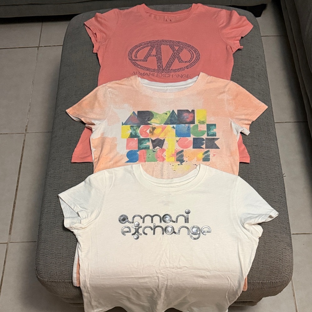 Armani Exchange Bundle of 3 Logo Graphic Tees Size Women’s Small